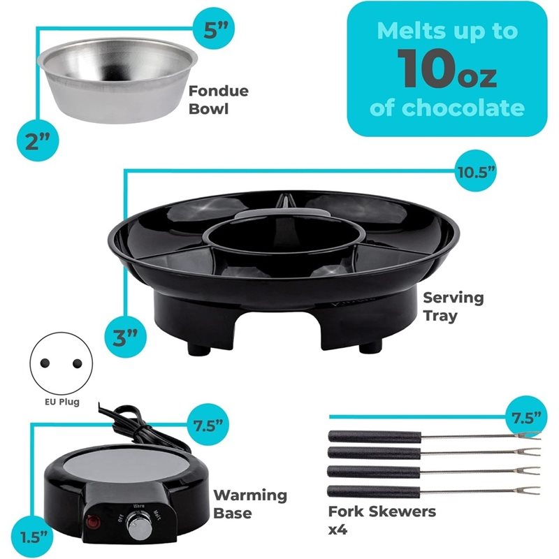 Fondue Set Electric - Elektrische fonduepanset met temperatuurregeling, afneembare serveerschalen