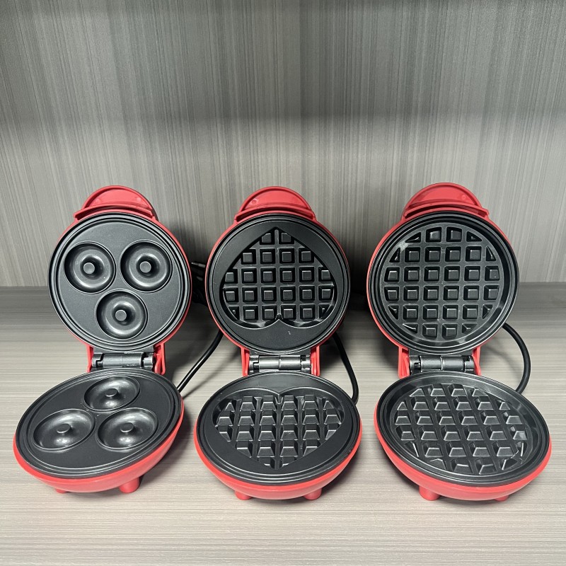 Donut Maker Mini - Multifunctionele mini-wafelmaker in hartvorm, dubbelzijdig verwarmd,