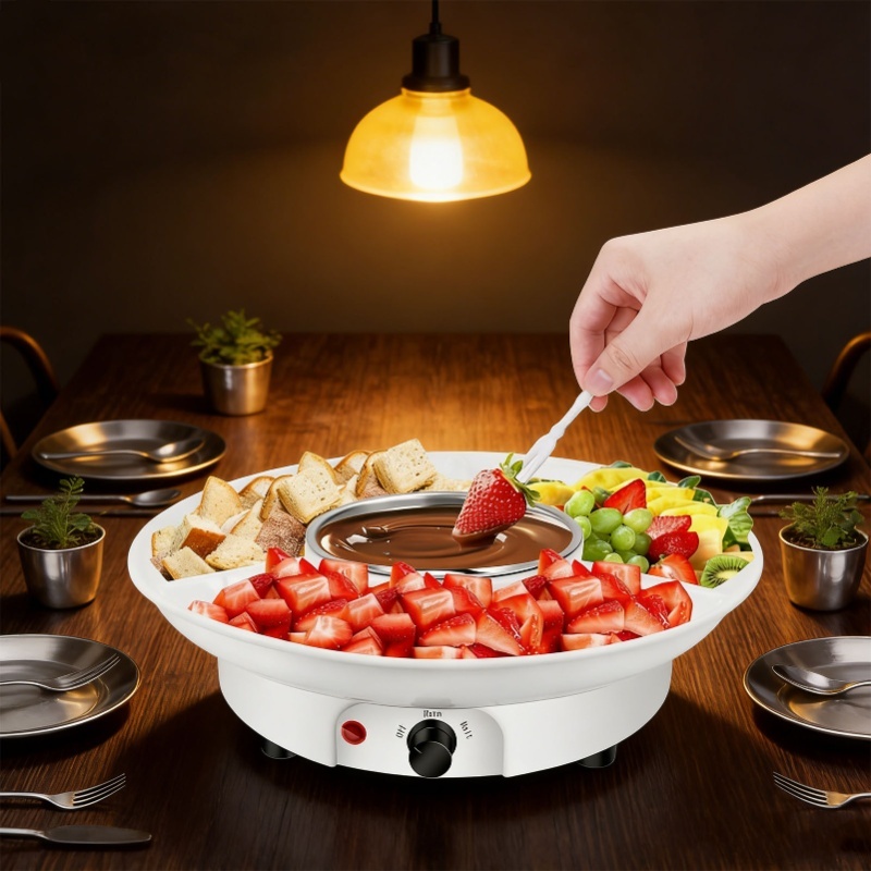 Fondue Set Electric - Elektrische fonduepanset Chocoladefonduekit Afneembare serveerschaal 10